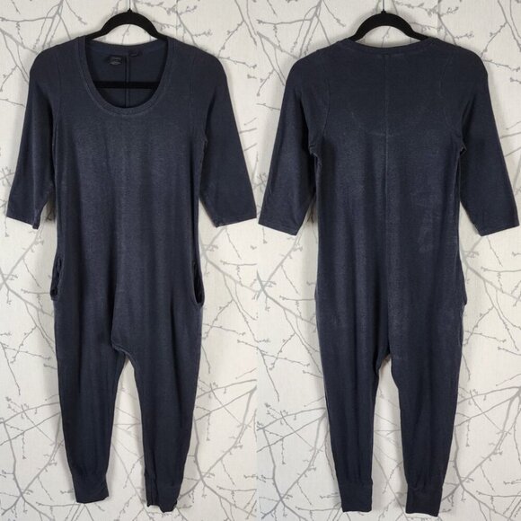 Wooly Doodle Lounj Navy Bamboo Cotton Romper One Piece - Picture 1 of 2